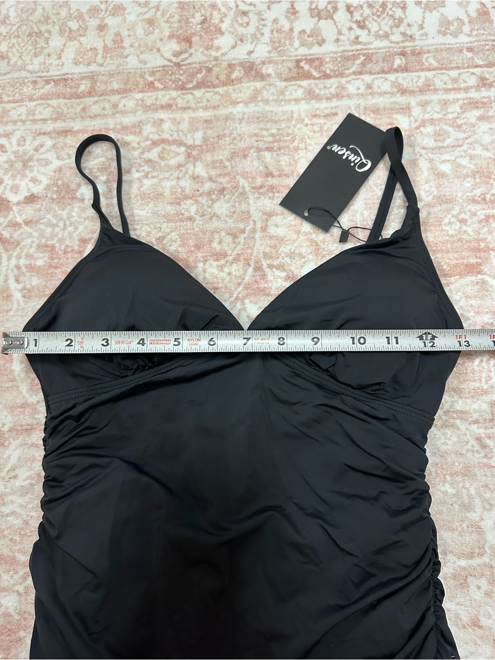 NEW 🖤Swim Black Ruched Swimdress - V-Neck - Picture 9 of 12